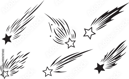 Shooting stars star trails celestial vector design elements