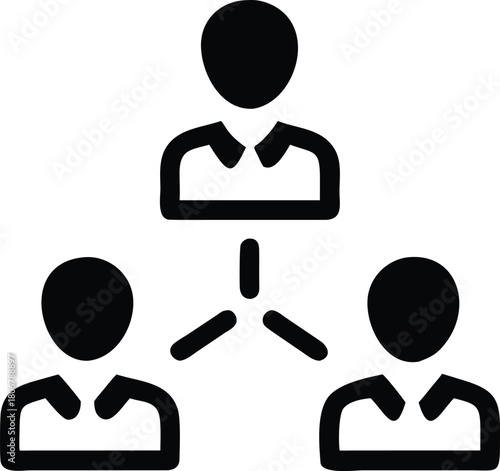 Teamwork and collaboration depicted by a network of three connected people