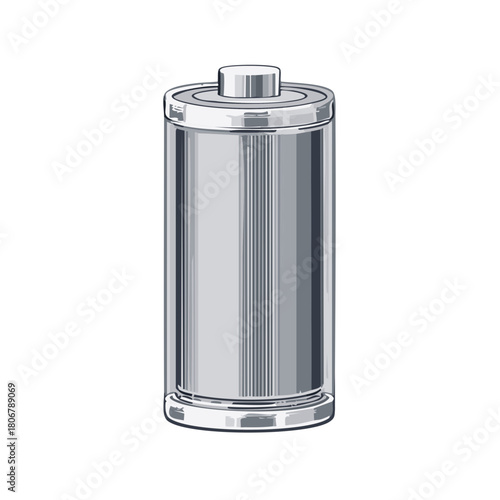 Single Cell Battery Drawing Metallic Appearance Cylindrical Power Source Icon