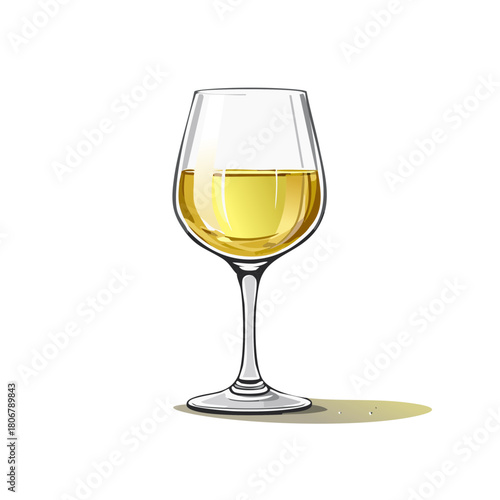 Illustration of a Glass with Golden Drink with Light Shadow