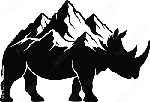 Rhino mountain logo design vector illustration animal nature wildlife eps silhouette