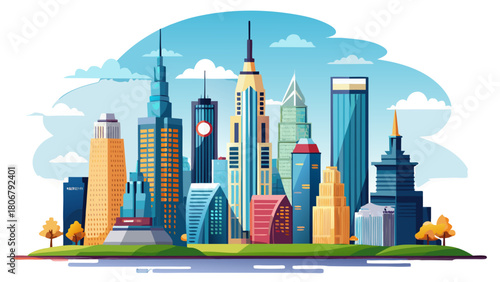 Very beautiful isolated New York City skyline in PNG format, featuring iconic skyscrapers and architectural landmarks against a transparent background, perfect for design and creative projects.