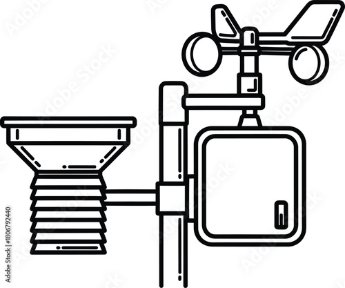 Weather station line art icon for meteorology and environmental science eps silhouette