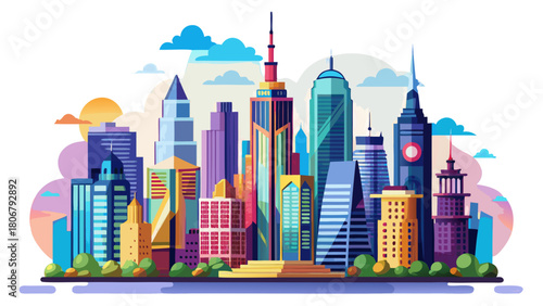 Very beautiful isolated New York City skyline in PNG format, featuring iconic skyscrapers and architectural landmarks against a transparent background, perfect for design and creative projects.