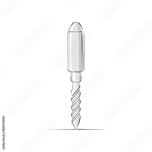 Stylized Illustration of a Twist Drill Bit with Handle