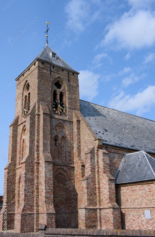 Fototapeta premium View of the Catarinakerk in Zoutelande, Zeeland, Netherlands