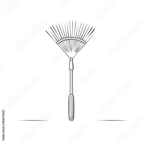 Hand drawn garden leaf rake with adjustable handle illustration