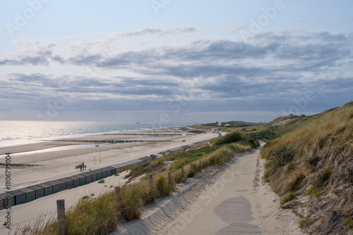 Beach panorama in Zoutelande, Zeeland, Netherlands