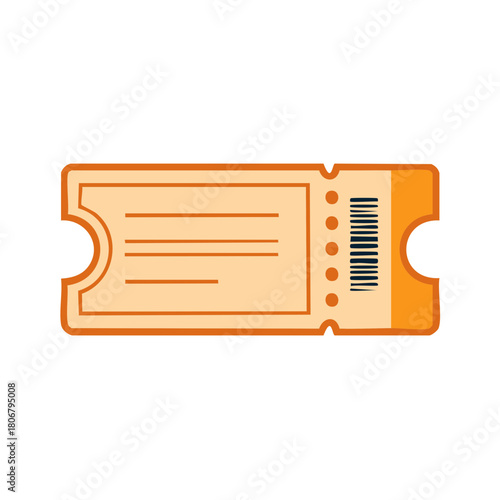 Orange Paper Ticket with Perforated Edges and Barcode