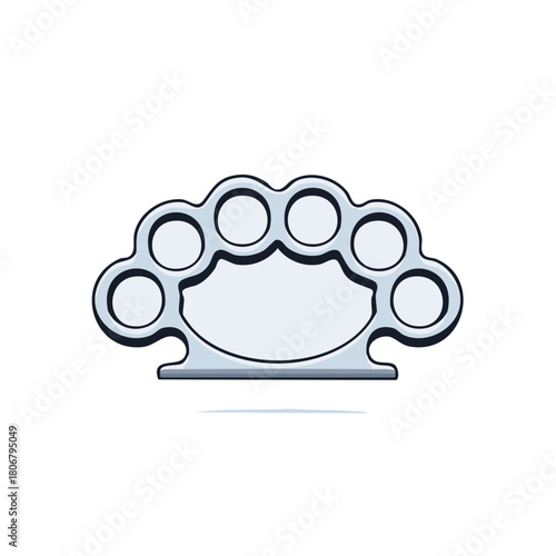 Metallic Knuckle Duster Weapon for Fighting Violence Cartoon Illustration