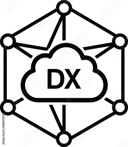 Dx digital experience platform cloud network icon vector illustration eps silhouette