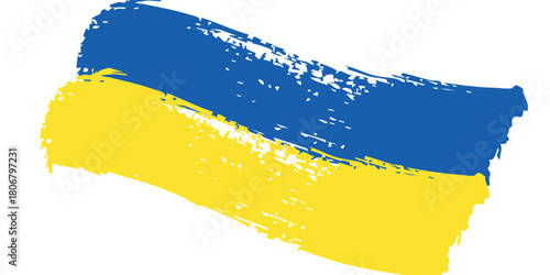 Brush painted grunge flag of country. Independence day of Ukraine. Abstract creative painted grunge brush flag background.Flag of Ukraine on an isolated white background. eps 10