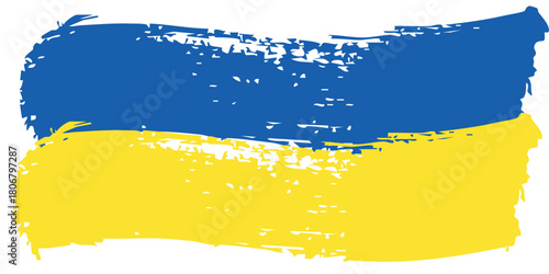 Brush painted grunge flag of country. Independence day of Ukraine. Abstract creative painted grunge brush flag background.Flag of Ukraine on an isolated white background. eps 10