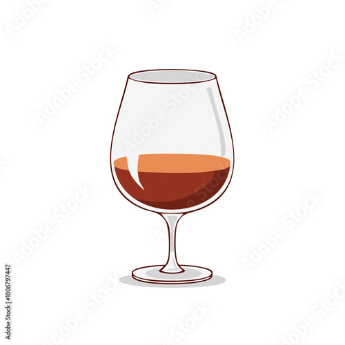 Brandy Glass Illustration Vector, Beverage Alcohol Drink Design