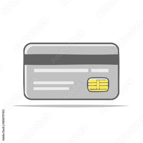 Stylized credit card with a chip and magnetic stripe for transactions