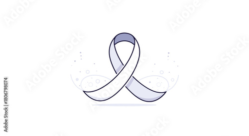 Minimalist illustration of a white awareness ribbon with subtle decorative elements against a clean white background.