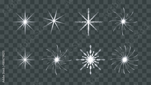 Stars flare light,  Star light, shine glow, vector sparks set