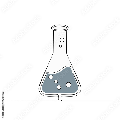 Simplified Illustration of Laboratory Flask with Liquid and Bubbles