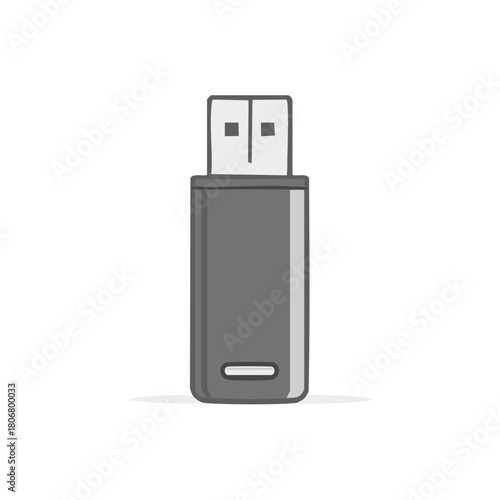 Illustration of a gray USB flash drive against a white background.