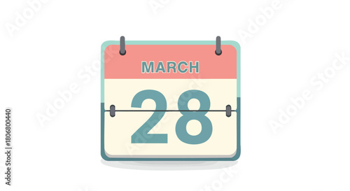 Stylized March 28th Calendar Illustration on White Background for Scheduling Concepts