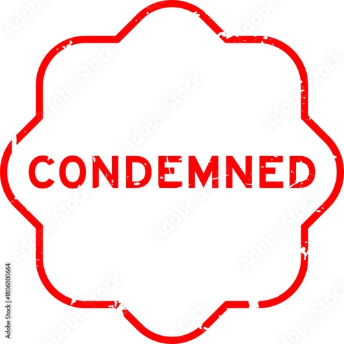 Grunge red condemnedd word square rubber seal stamp on white background