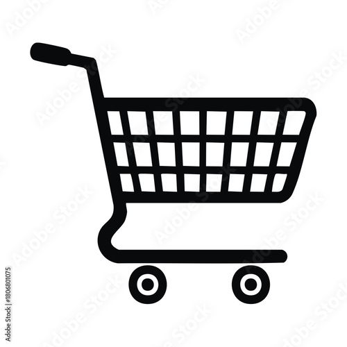 Isolated Black Shopping Cart Symbol Graphic Icon Trolley Commerce Retail Purchase