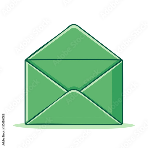 Green Envelope Illustration Open Message Graphic Mail Correspondence Communication Digital Art Sending Notifications Icon Design Element