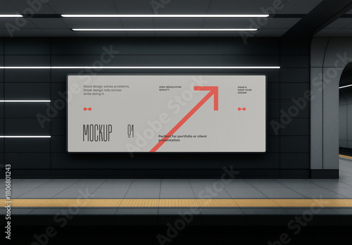 Template Billboard Mockup – Horizontal Metro Advertising Signage Display