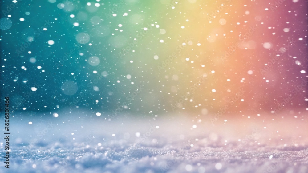Fototapeta premium A colorful background with swirling snowflakes, creating a dreamy winter atmosphere.
