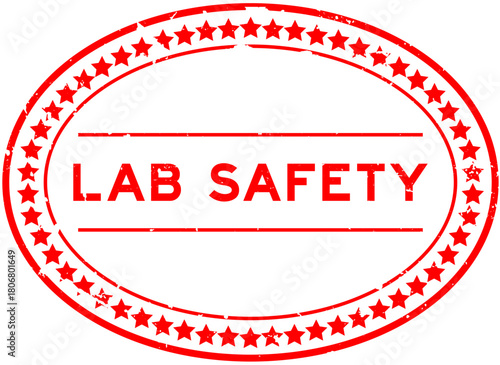 Grunge red lab safety word oval rubber seal stamp on white background