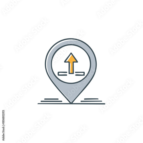Location pin symbol with upward pointing arrow indicating destination or starting point