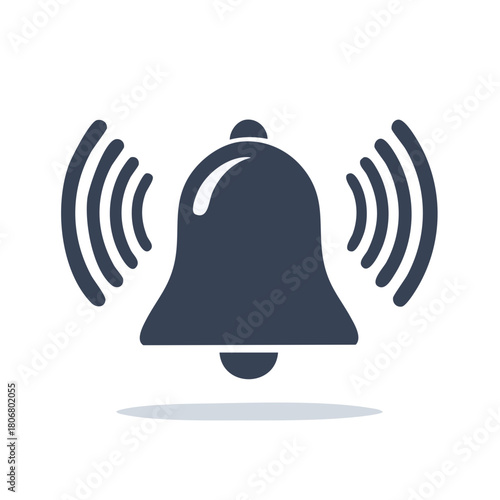 Dark blue bell icon with sound waves indicating ringing signal
