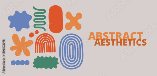 Cartoon vector illustration of abstract shapes in colorful geometric composition