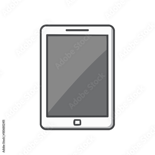 Modern digital tablet device with blank screen and rounded corners
