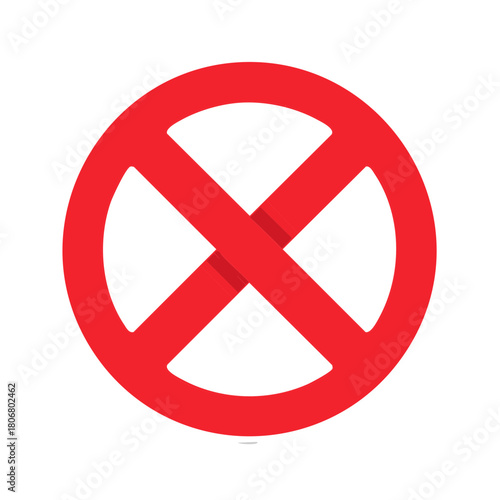 Red prohibition sign with a diagonal cross, symbolizing prohibition, restriction, and negation.
