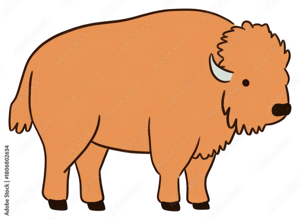 Obraz premium PNG Bison illustration wildlife cartoon.