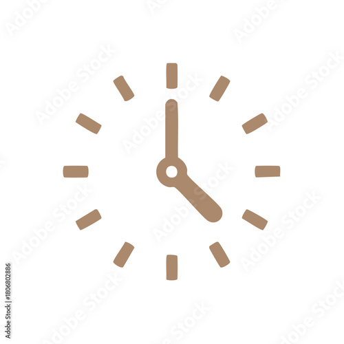 Analog Clock Icon Depicting Five O'Clock, Featuring Earthy Brown Tones and Time Management Concept