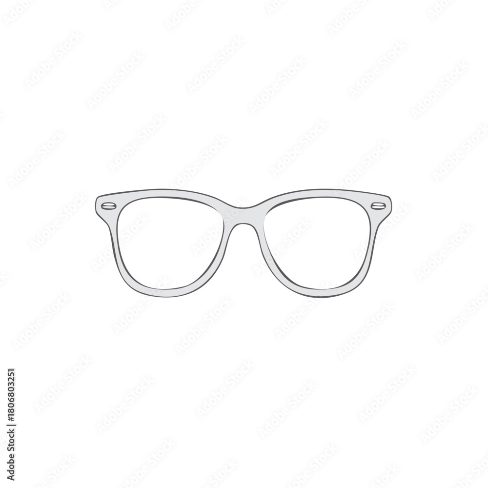 Fototapeta premium Stylish gray eyeglasses with thin frames and clear lenses on a white background