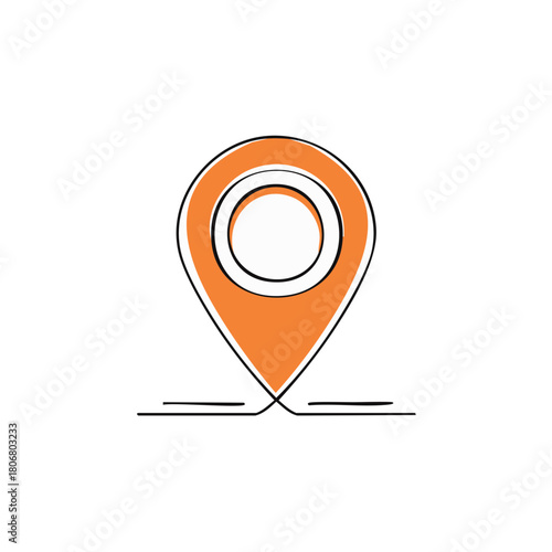 Orange location pin icon with black outline. Navigation and direction symbol. Free Download Orange location pin icon with black outline. Navigation and direction symbol. - GFXLoad