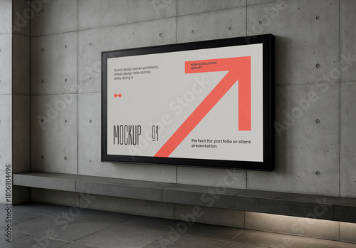 Template Mockup Indoor Horizontal Billboard Advertising Display