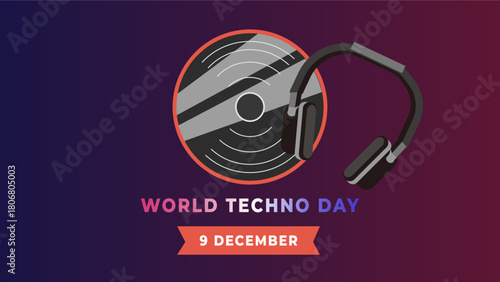 World techno day flyer illustration