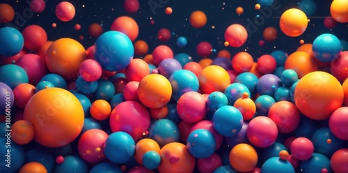 Abstract geometric shapes and vibrant colors reminiscent of a child s playground, evoking joy and imagination. An abstract composition of smooth, brightly colored geometric shapes like spheres, cubes,