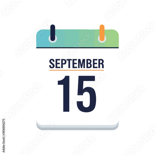 Stylized September 15th Calendar Illustration with Gradient Design and Clean Aesthetics