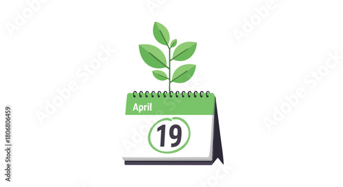 April 19th Sprout: Symbolizing Growth, Spring, and New Beginnings on a Calendar Representation of a Specific Date and the Promise of Flourishing Life