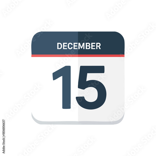 Calendar Icon Indicating December 15th Displaying a Date Marked on a Modern Interface 150character