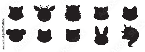 Cartoon cute baby animals for baby card, baby shower invitation. Vector illustration. Deer,cat, bunny,koala, llama, alpaca, racoon,fox, unicorn, wolf. For printing on fabric, postcard, wrapping paper