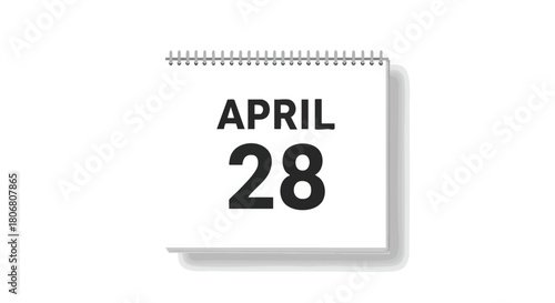 A Minimalist Visual Depiction Showcasing the Date of April 28th in Clean Calendar Style