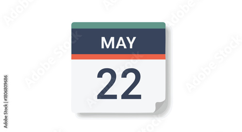 Minimalist calendar icon displaying May 22nd date for schedules and event reminders, suitable for creative designs