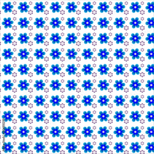 Vibrant Blue and Purple Layered Floral Seamless Pattern design Template.