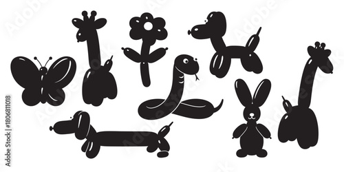 Animal silhouette collection with white background